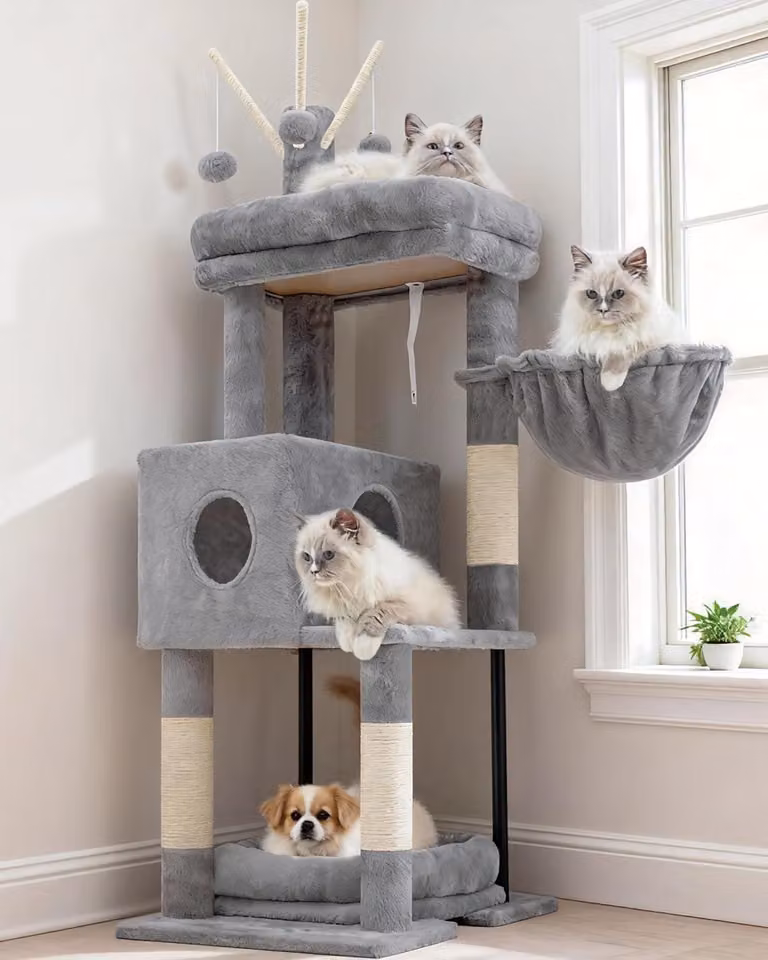 Kratzbaum color grigio chiaro, stabile, confezione singola, per gatti