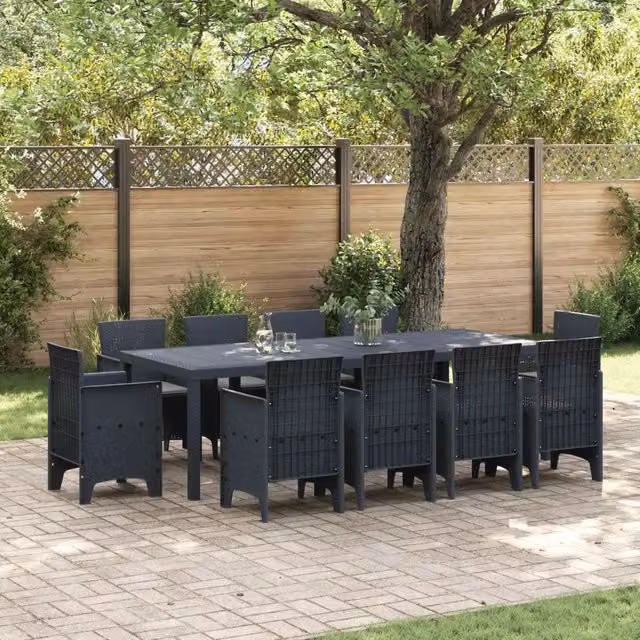 Set da Pranzo per Giardino 11 pz Antracite Polipropilene 3378594