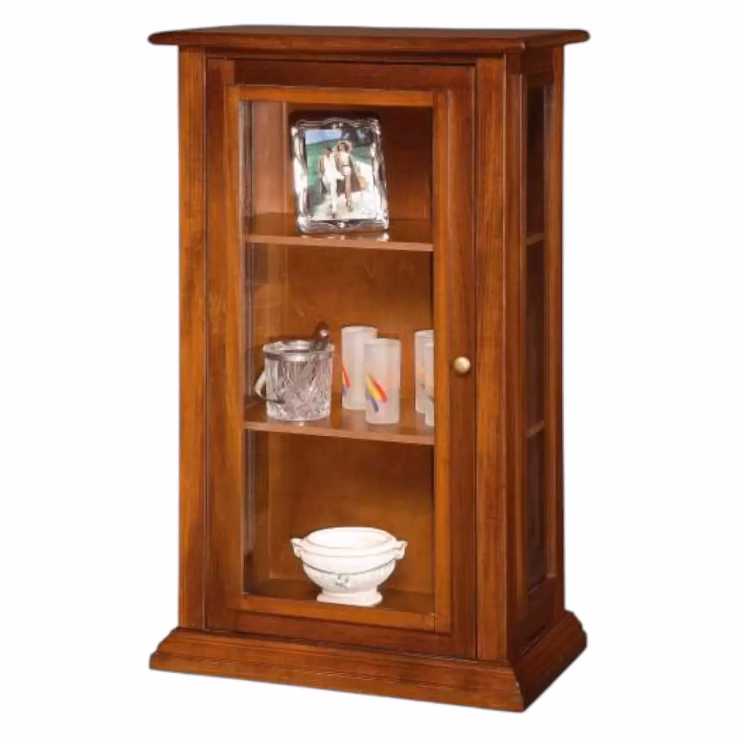 Vetrinetta arte povera Mobili 2G in legno con ante in vetro e ripiani interni, colore marrone, L: 67 cm, P: 38 cm, H: 116 cm – 1