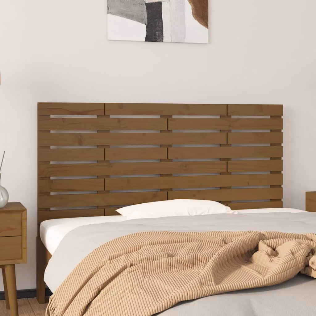Testiera da parete vidaXL in legno massello di pino, colore marrone, L: 156 cm, P: 3 cm, H: 63 cm