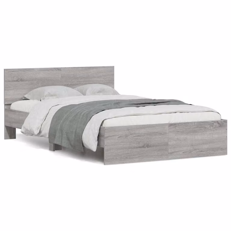 vidaXL Giroletto Moderno con Testiera, Illuminazione LED e Porta USB, Grigio, L/P/H: 200 x 120 x 70 cm