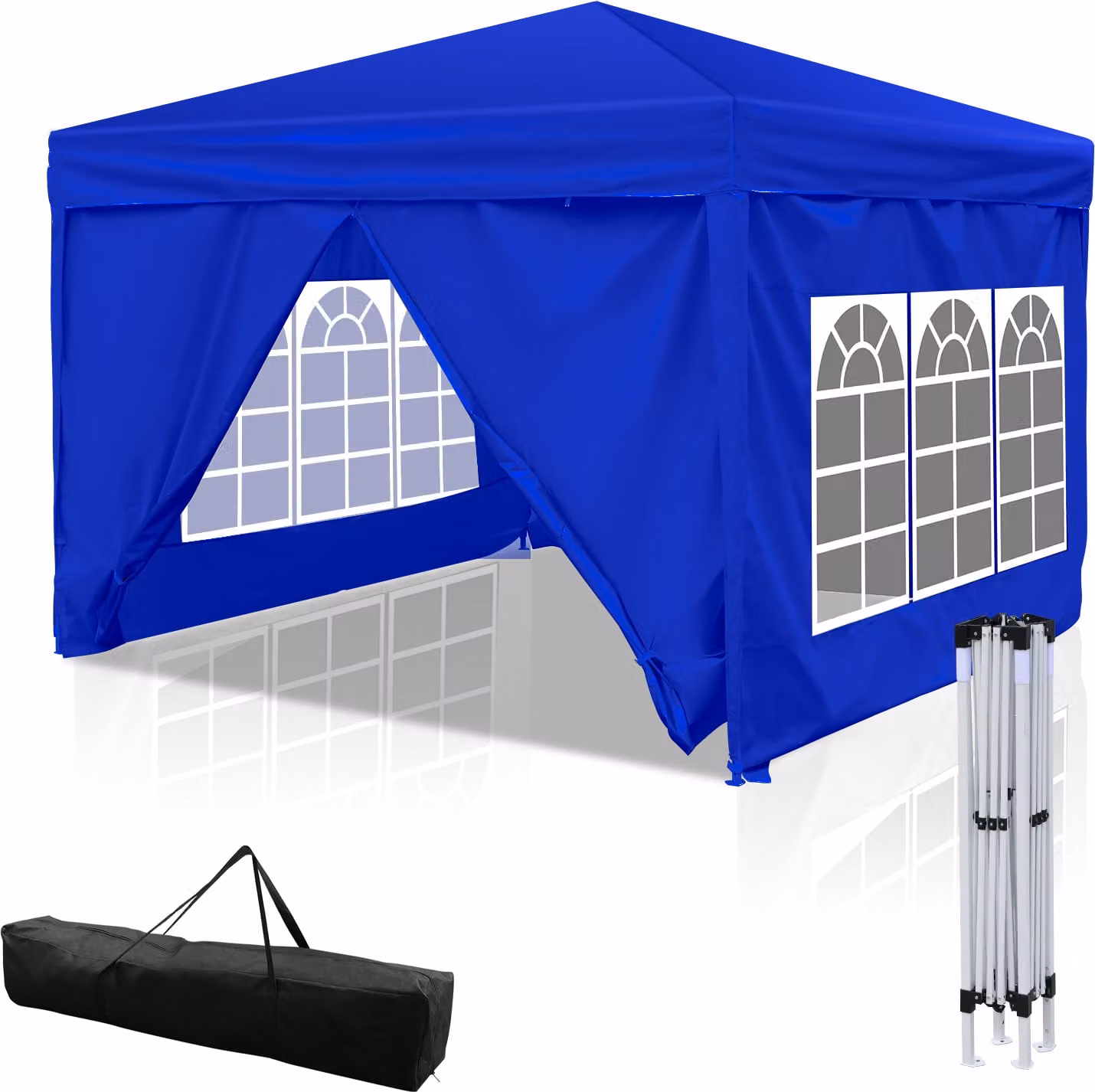 Clanmacy gazebo pieghevole 3 x 3 m gazebo pieghevole da giardino, protezione UV 50+ gazebo e tendoni per feste con 4 lati blu
