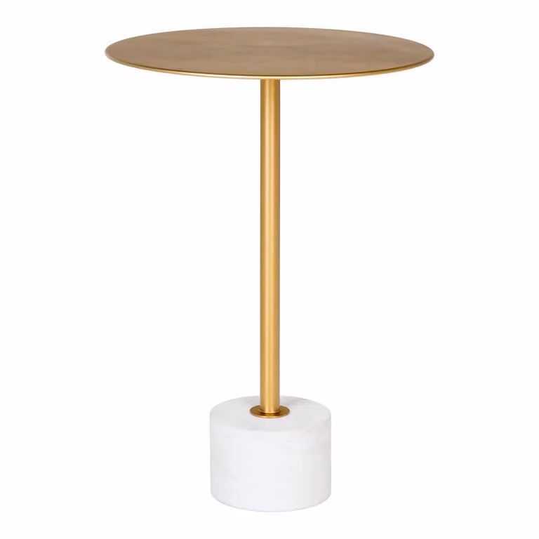 Tavolino Lecco, tavolo angolare Ø41cm marmo ottone, marmo.