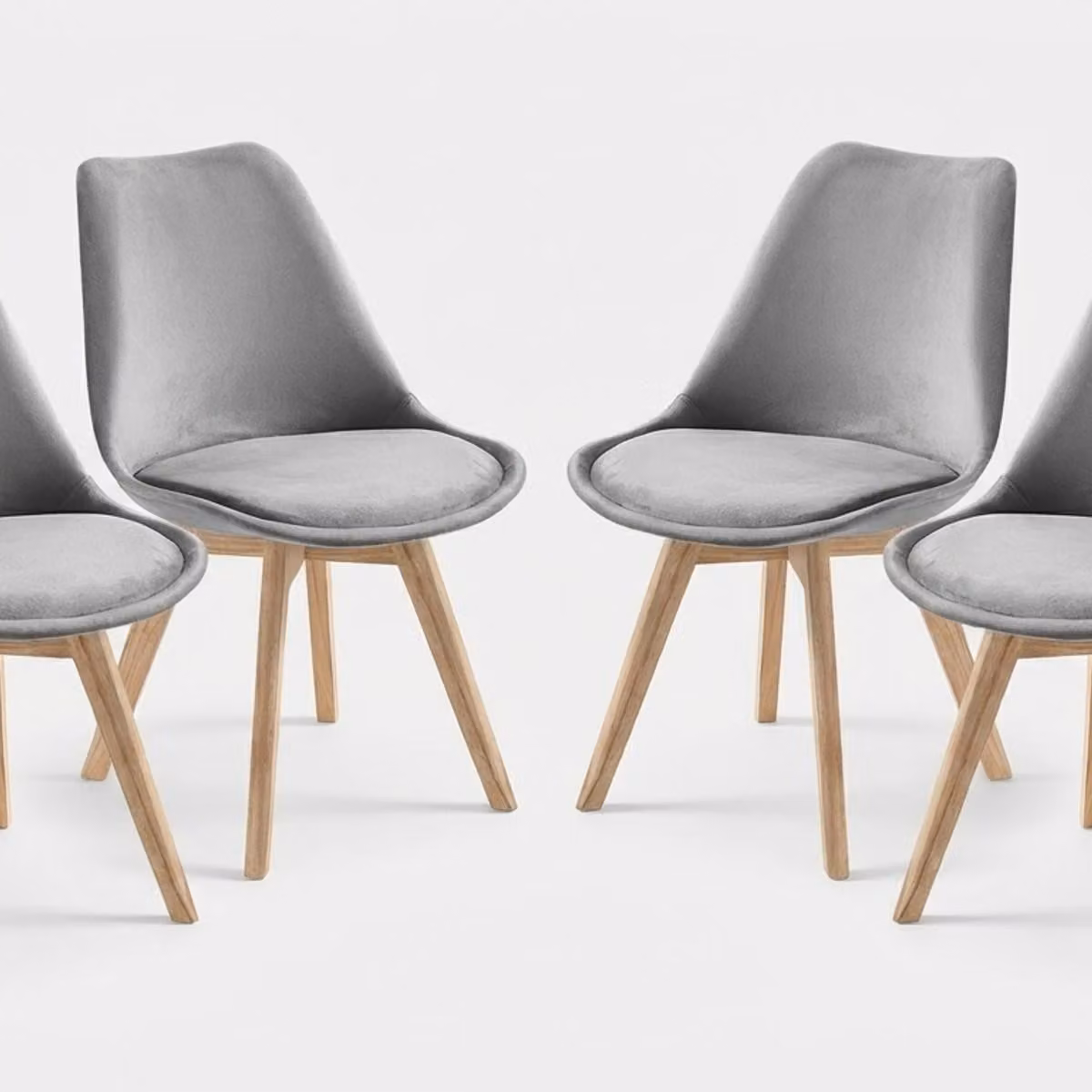Set di 4 sedie da soggiorno e da cucina in velluto in stile scandinavo Smart Soft - Grigio