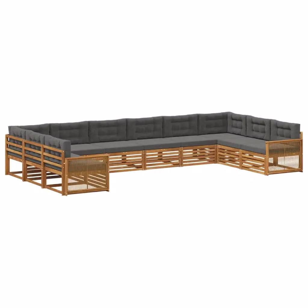 Set di 10 divani da giardino vidaXL in legno di acacia massello colore grigio – 2