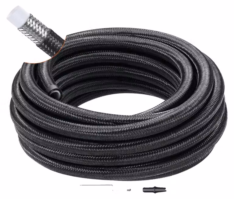 Kit tubo carburante VEVOR 6-AN, kit tubo carburante da 762 cm, tubo carburante in treccia di nylon da 5/16" in acciaio inox kit connettore terminale tubo olio/gas/gasolio kit adattatore girevole da 15 pezzi