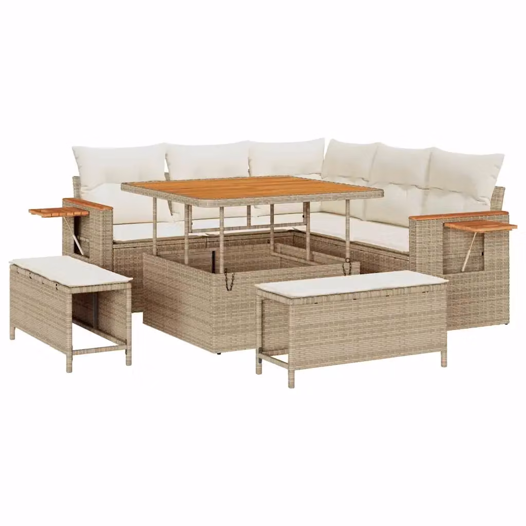 Set Divano da Giardino vidaXL 8 posti a L con Cuscini Beige – 2
