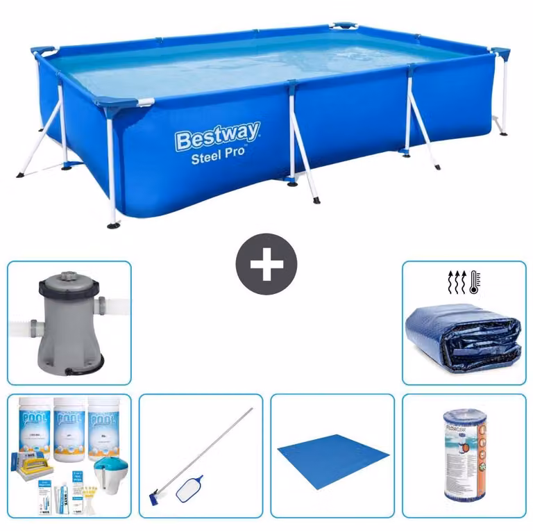Bestway Steel Pro, piscina rettangolare - 300x201x66 cm - 7 pezzi - Modello S22253