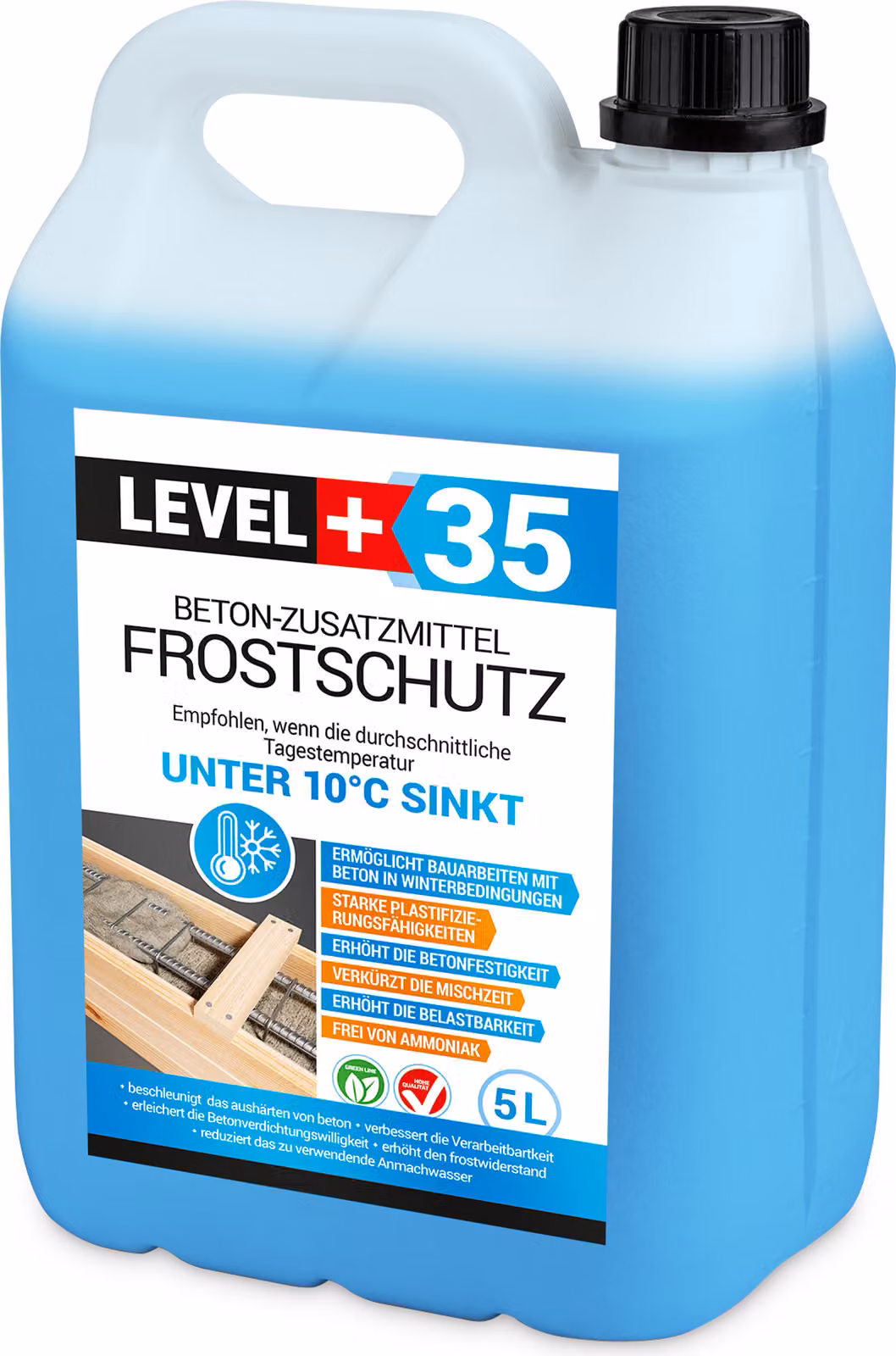 Antigelo Plastificante 5L Additivo per calcestruzzo Level+ Fluidificante per calcestruzzo L+35