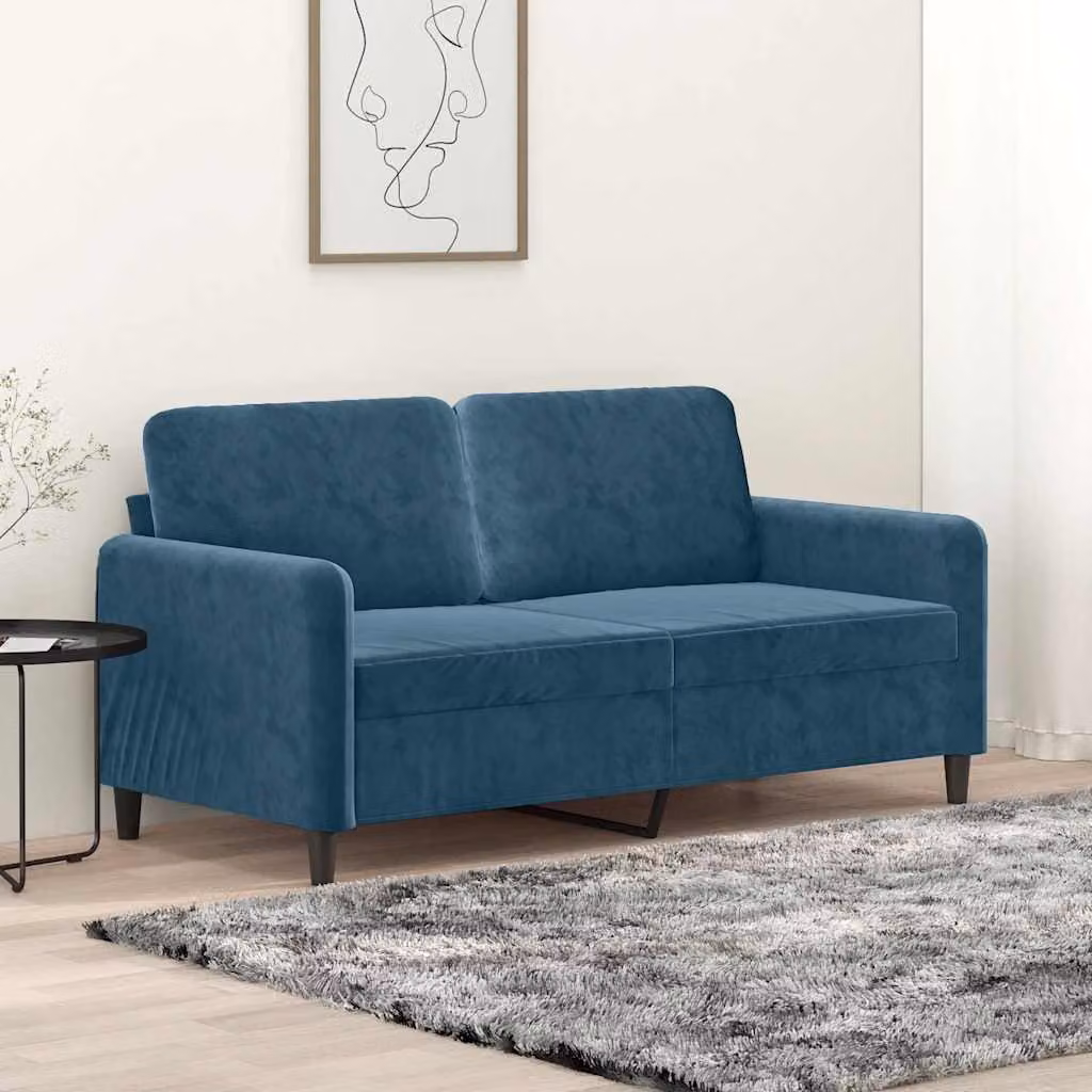 vidaXL Divano a 2 Posti Moderno in Velluto Blu con Struttura in Metallo