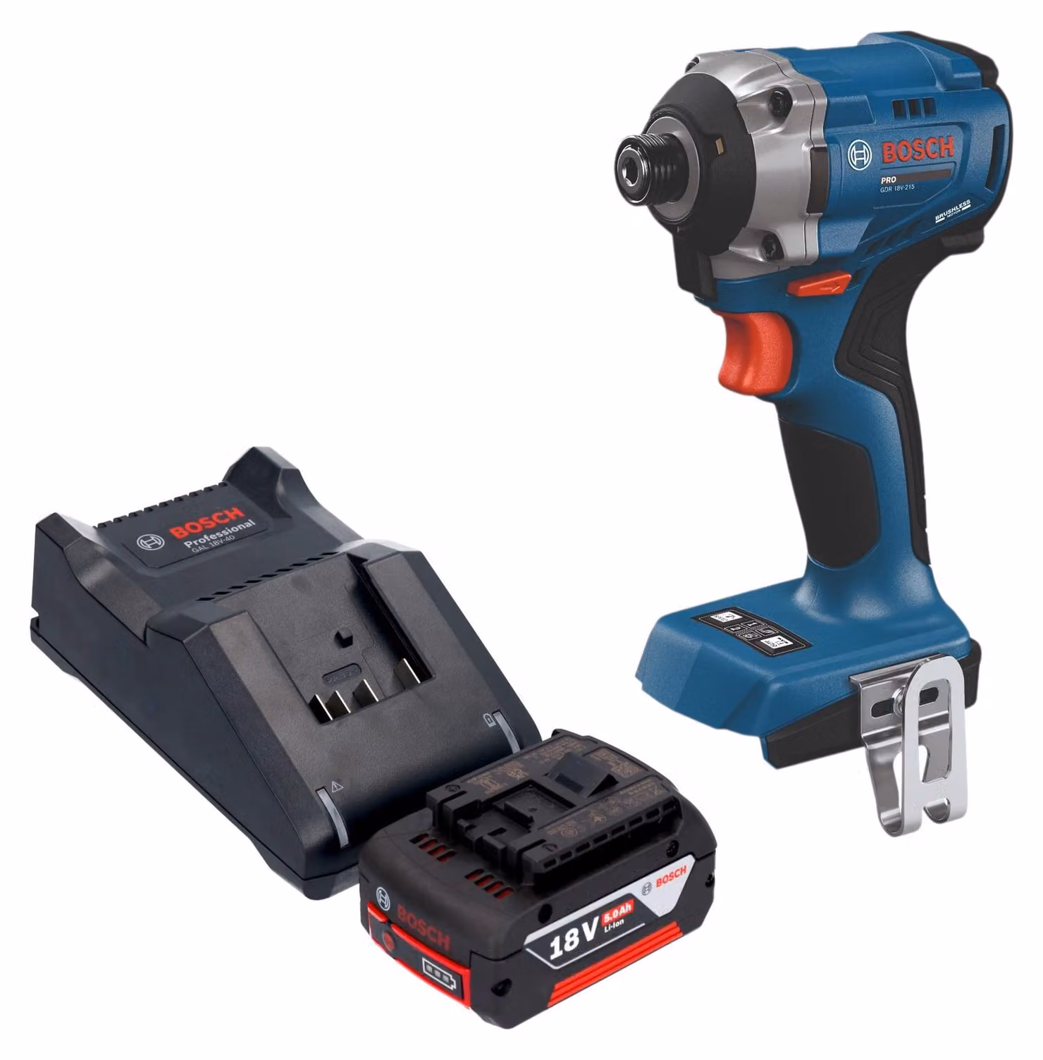 Avvitatore a impatto a batteria Bosch GDR 18V-215 Professional 18 V 215 Nm 1/4" Brushless + 1 batteria da 5,0 Ah + caricabatterie