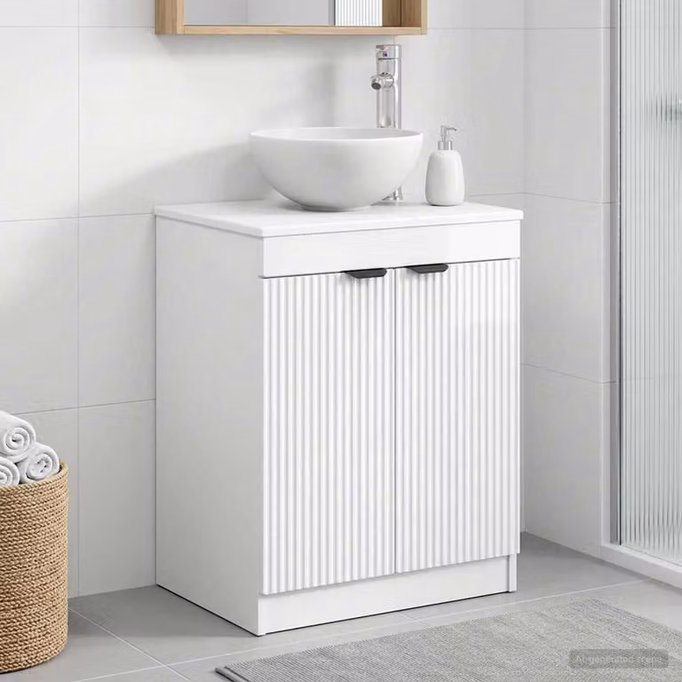 Mobile da bagno moderno vidaXL bianco lucido con ante a cerniera e ripiani interni L/P/H: 54 x 41 x 70 cm