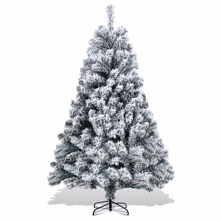 Jopassy albero di Natale floccato polvere di neve Decorazione natalizia albero artificiale 150cm con polvere di neve