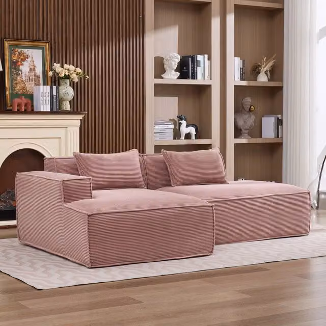 Divano compatto con cuscino elastico in poliestere imbottito rosa baby