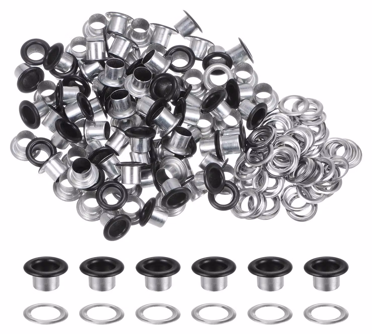100 viti metalliche da 6 mm con rondelle, finitura nera opaca, accessori per il fai-da-te
