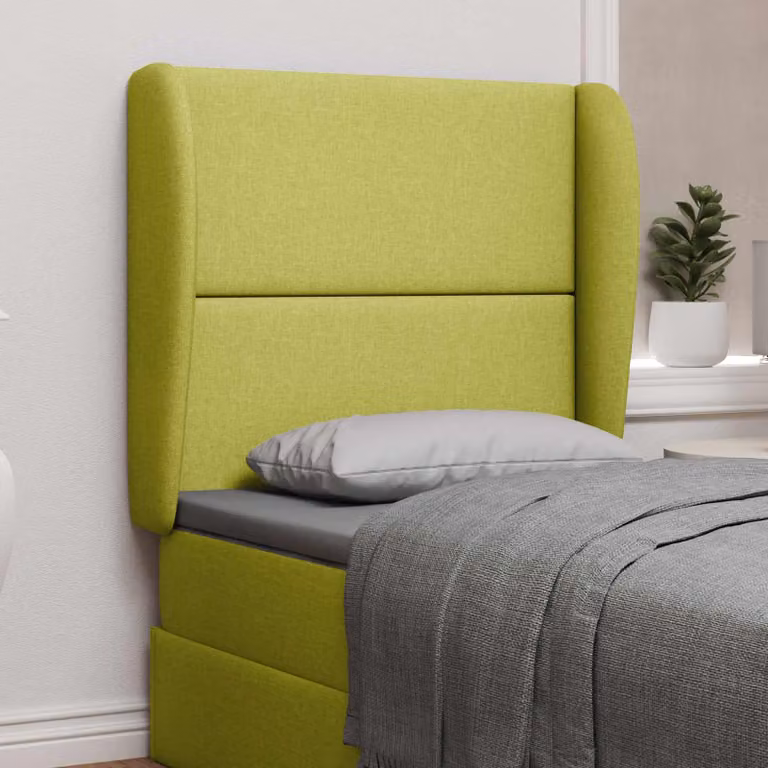 Testata del letto moderna vidaXL in tessuto verde con pannello imbottito e struttura in legno ingegnerizzato, H: 80 cm, L: 23 cm, P: 6 cm