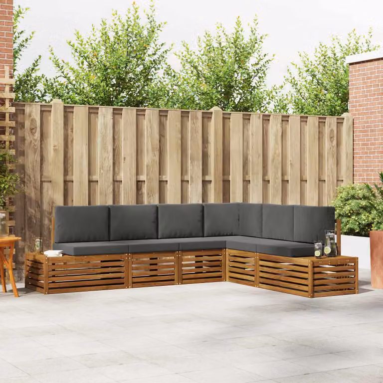Set di 6 divani da esterno vidaXL in legno di acacia, colore naturale e antracite