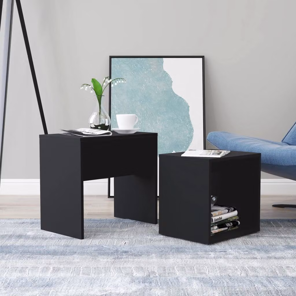 Maison Exclusive - Set tavolino da salotto nero 48x30x45 cm Materiale ligneo