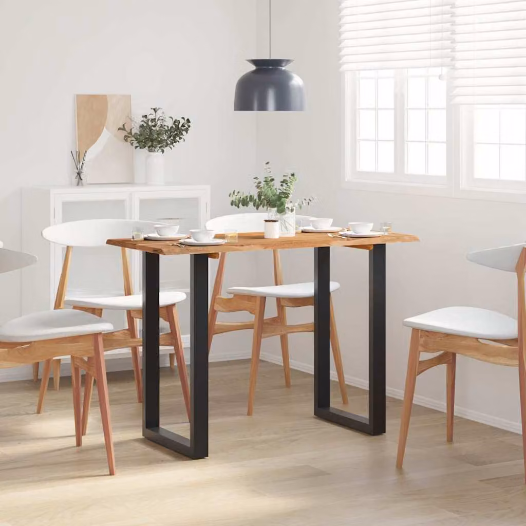 vidaXL Tavolo da Pranzo Rettangolare in Legno di Acacia e Metallo Stile Industrial, Colore Marrone e Nero, L 110 x P 50 x H 76 cm