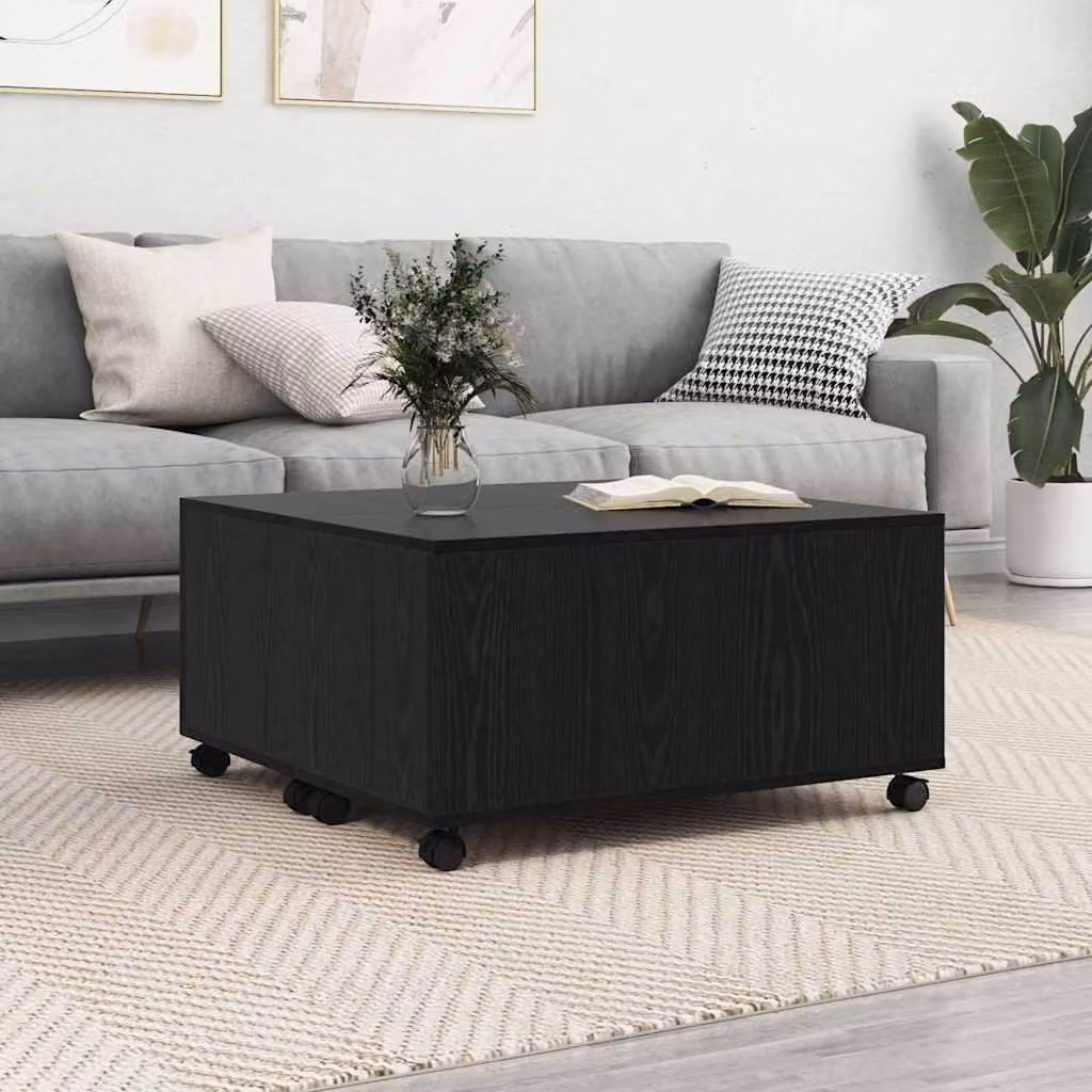 Maison Exclusive - Tavolino nero effetto rovere 75 x 75 x 38 cm Materiale ligneo