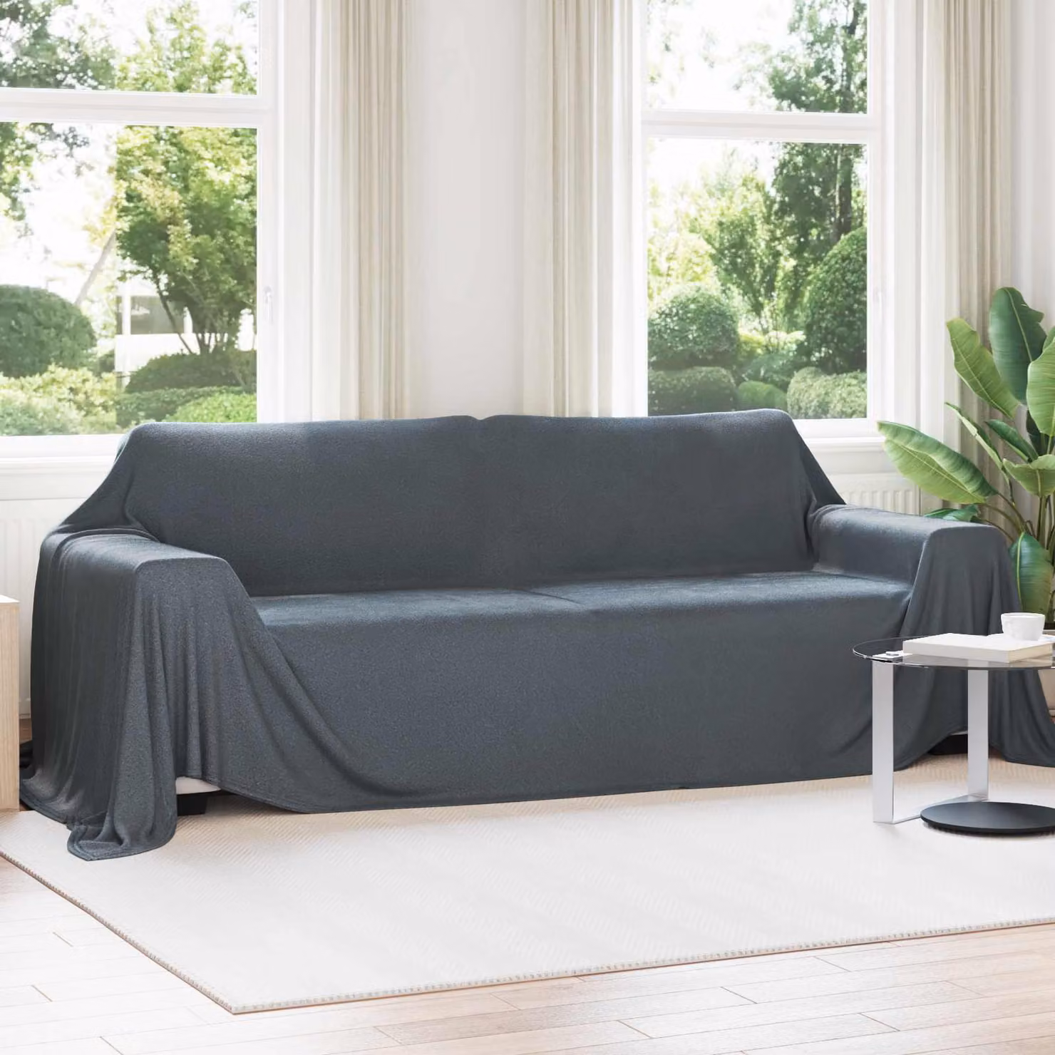 Set di 6 coperte in pile vidaXL grigio, morbide e lavabili, L 350 x P 270 cm – 1