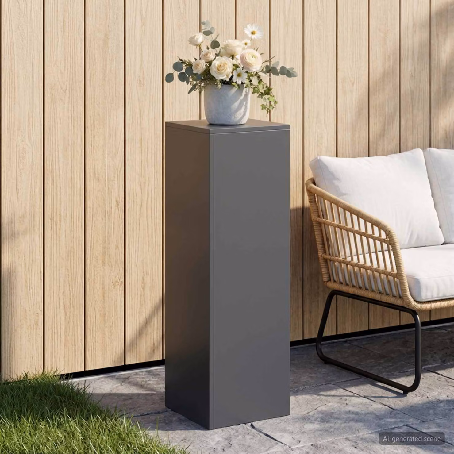 vidaXL Supporto per piante in acciaio inox color antracite L/P/H: 30 x 30 x 100 cm