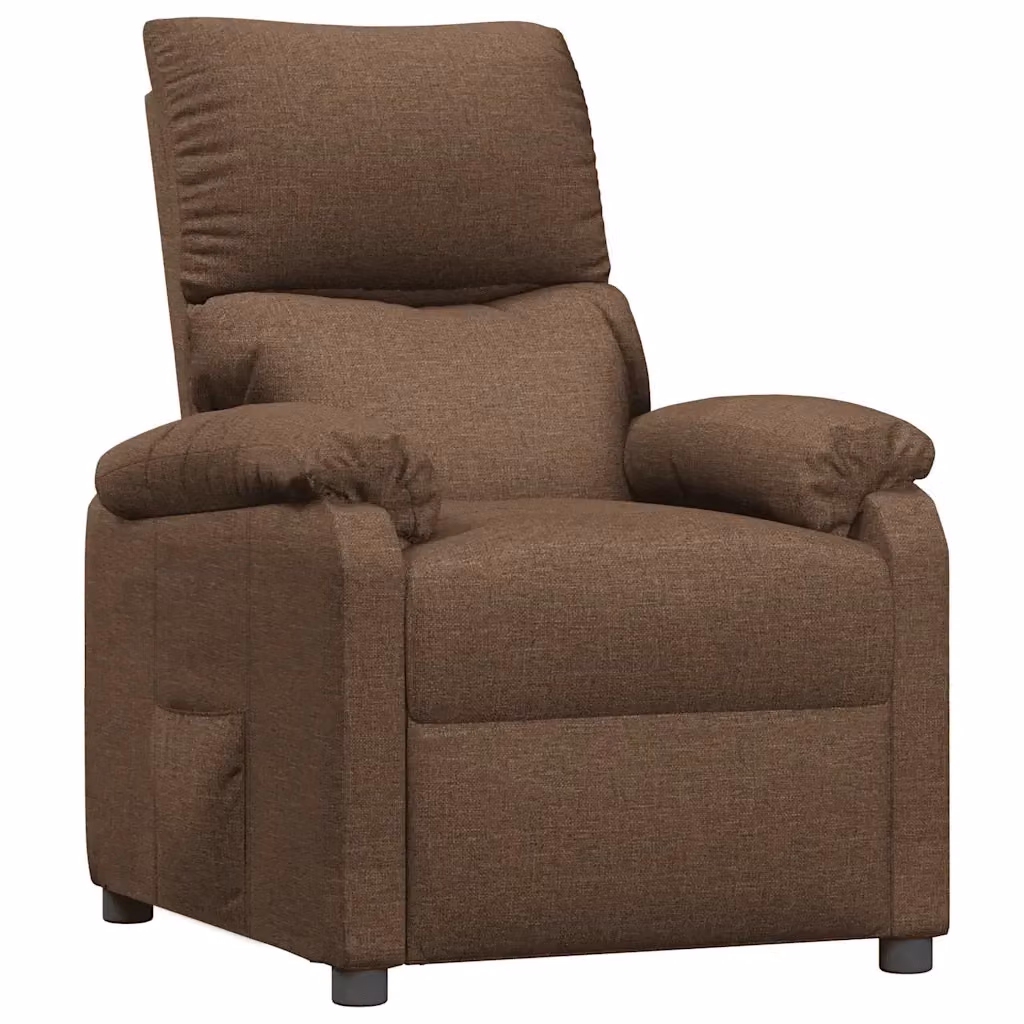 vidaXL Poltrona Reclinabile Relax in Tessuto Marrone con Braccioli e Regolazione Manuale – 2