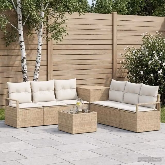 Set di divani 8 pz Beige e Bianco Crema 55 x 55 x 37 cm 3448176