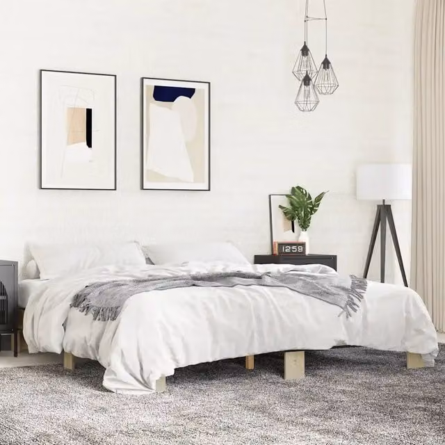 Letto Giroletto vidaXL in Rovere Sonoma e Metallo, L/P: 160 x 200 cm – 1