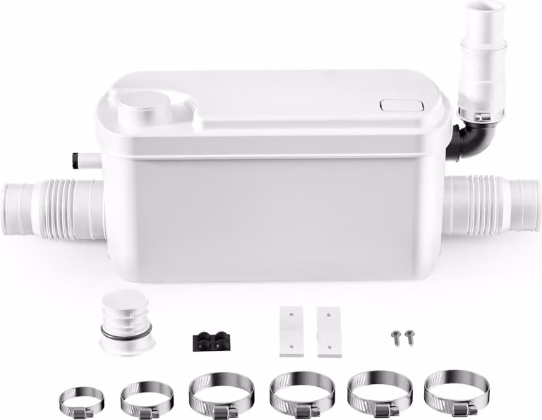 XPOtool 3/1 piccola unità di sollevamento 250 W con 3 ingressi, unità di sollevamento fino a 8,5 m di altezza, unità di sollevamento per acque reflue, ad esempio per WC e docce, unità di sollevamento per feci compatta