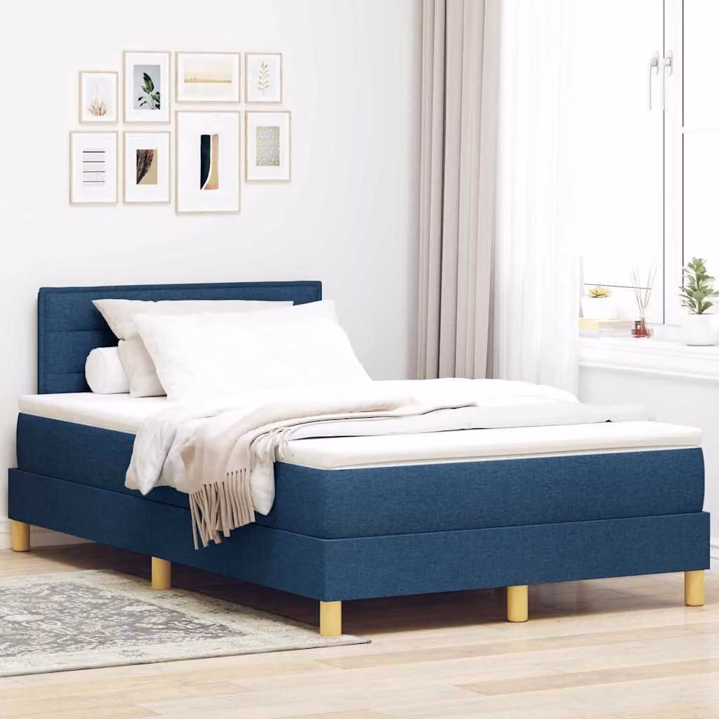 Maison Exclusive - Letto a molle con contenitore LED e materasso Blu 120 x 200 cm tessuto