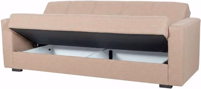 Arreditaly Divano Letto 3 Posti Con Contenitore Moderno Salvaspazio Con Meccanismo Click-Clack E Imbottitura A Molle Design Moderno Ideale Per Soggiorno Salotto Ufficio Misura: 3.0, Colore: Beige