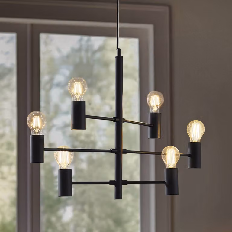 Lampada a sospensione Aidas Lucande, dimmerabile, Nero, Soggiorno / Sala da pranzo, Metallo, Moderno, Lampada a sospensione