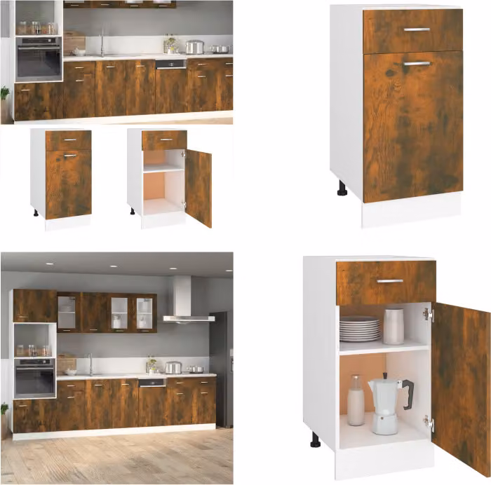 vidaXL Base con cassetto in rovere fumé 40x46x81,5 cm - Armadio da cucina - Mobili da cucina - Mobili da cucina - Armadio portaoggetti