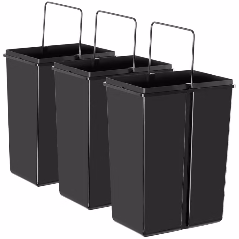Raccoglitore di rifiuti Ashlyn tectake con separazione a 3 vie, capacità 30L, guide telescopiche, nero