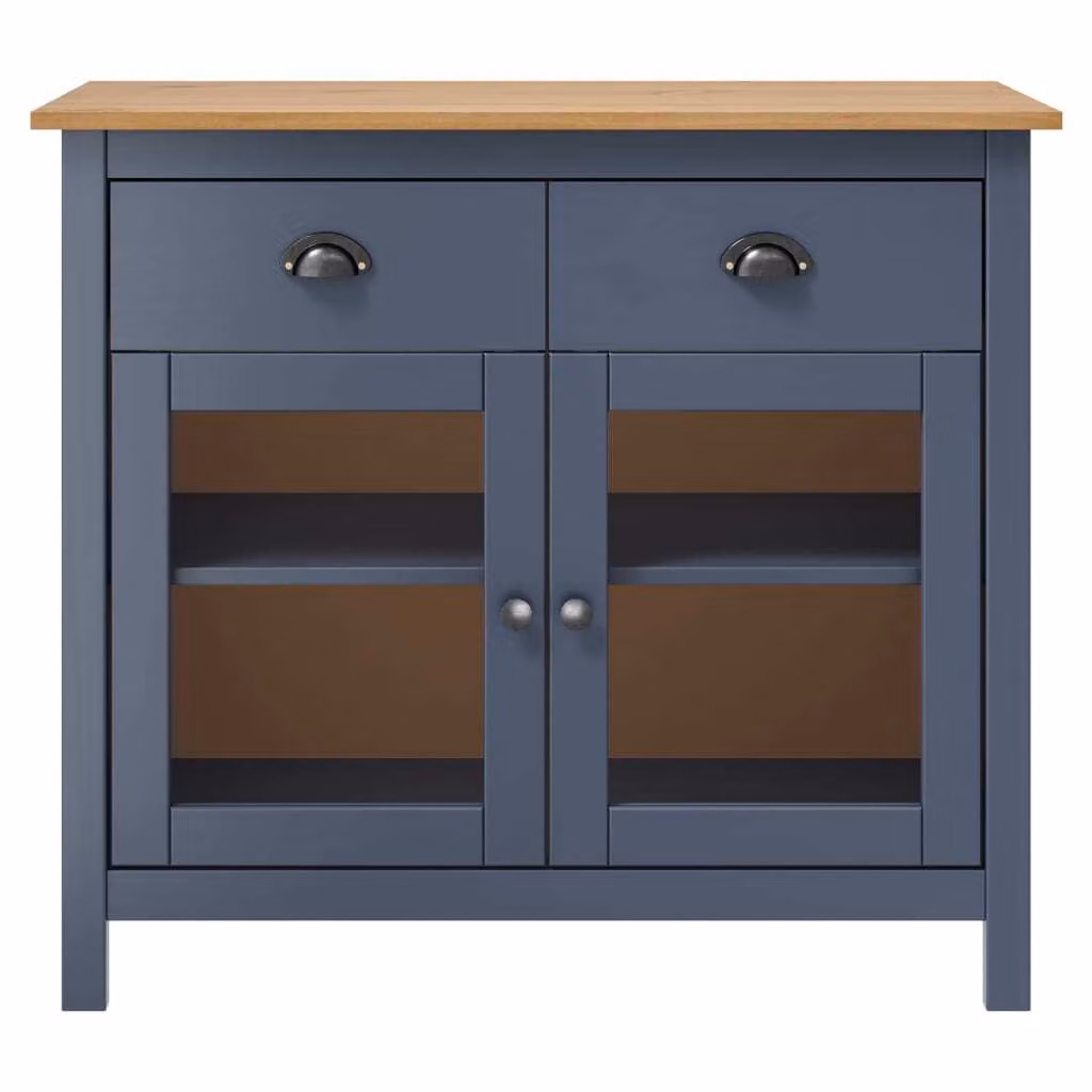 Credenza Hill Grigia 90x40x80 cm in Legno Massello di Pino