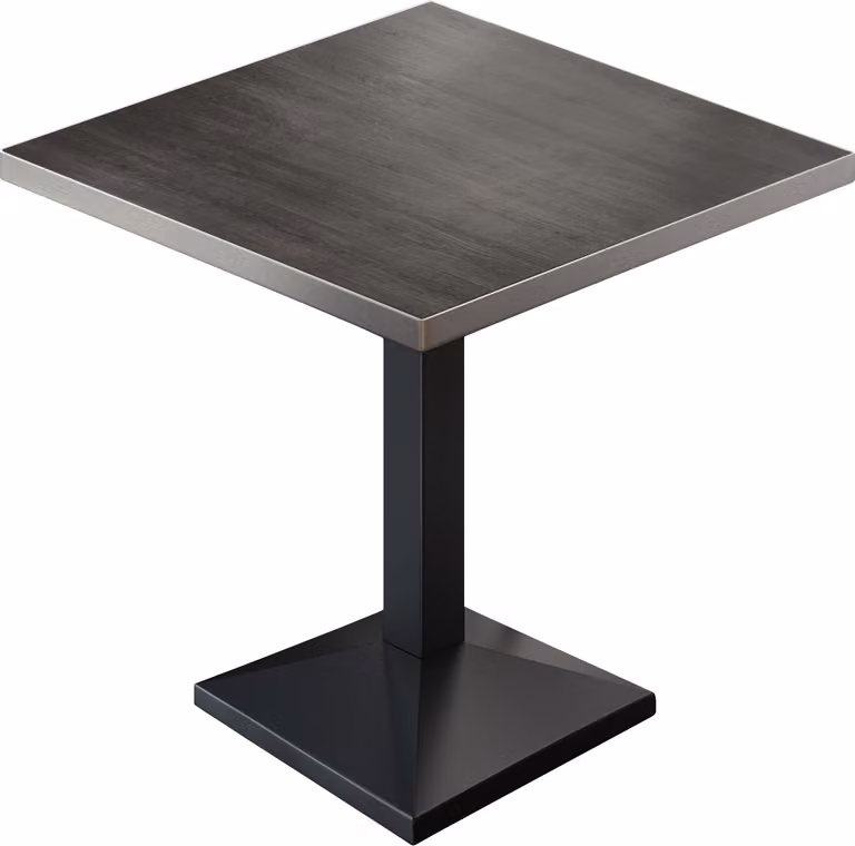 BPA | Tavolo da bistrot | Quadrato | Bordo in acciaio inossidabile | 60 x 60 x 78,5 cm | Wengé / Nero | Tavolo da bistrot / Tavolo da ristorazione