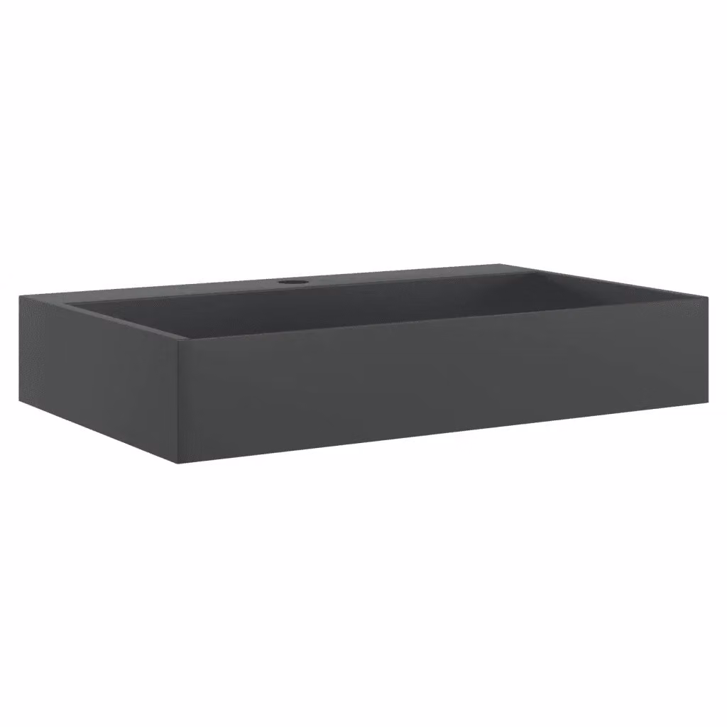 Lavandino da appoggio rettangolare vidaXL in pietra naturale nero opaco L/P/H: 60 x 38 x 11 cm – 2