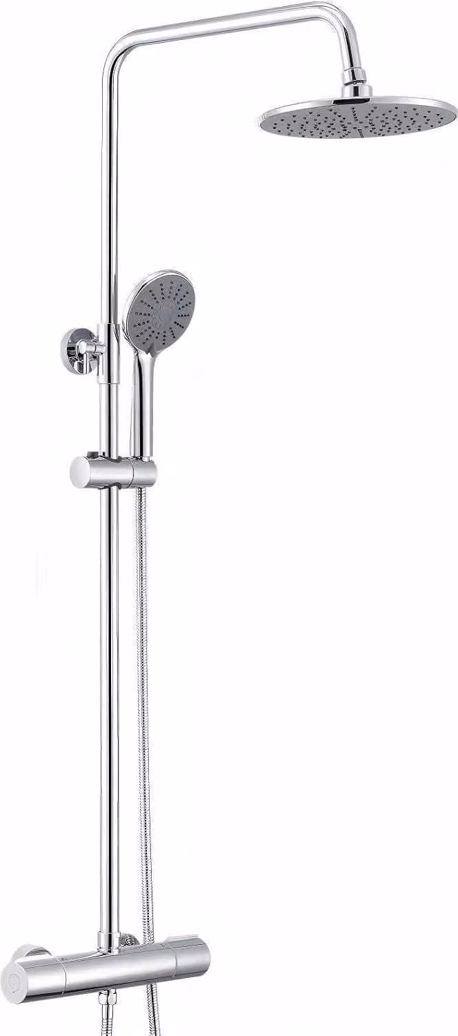 Miscelatore doccia Auralum termostatico in acciaio inox regolabile in altezza doccia a pioggia soffione doccia a mano