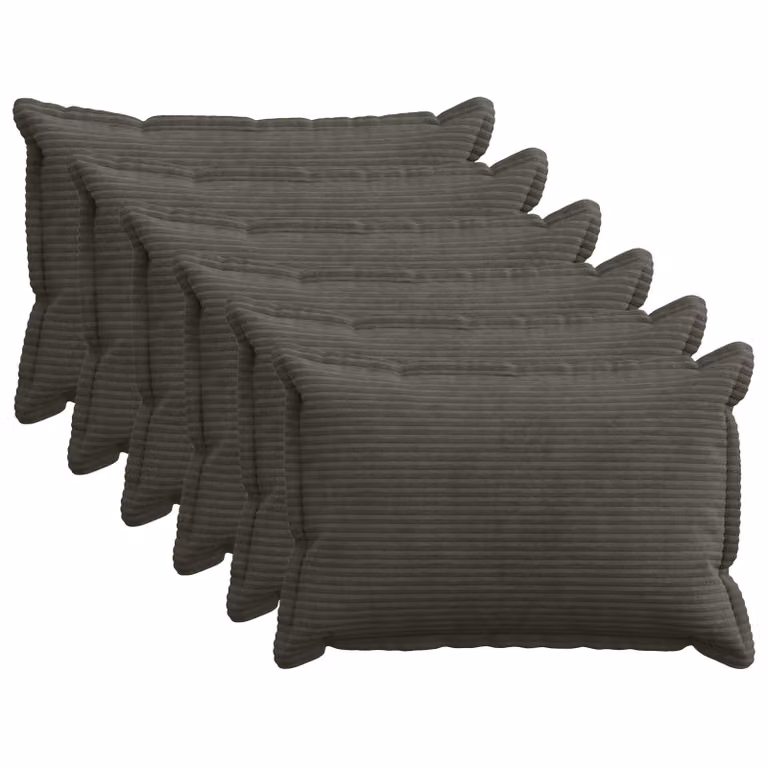 Set di 6 federe vidaXL HOUTEN in velluto a coste, colore antracite, 50 x 70 cm