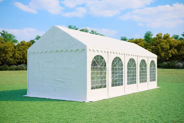Tenda per eventi, dimensioni 4x10 metri, PVC MAX+ da 500 g/m², colore bianco