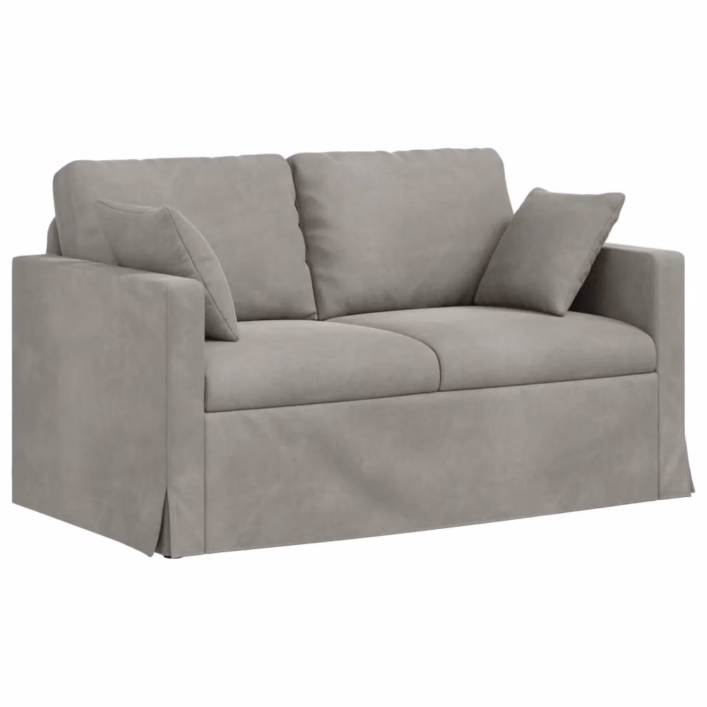 Divano moderno vidaXL in velluto grigio con cuscini inclusi L: 138 cm, P: 78 cm, H: 80 cm – 2