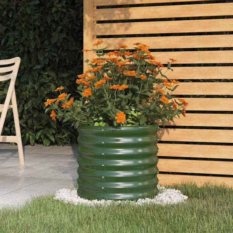 vidaXL Vaso da Giardino in Acciaio Zincato Verde L/P/H: 40 x 40 x 36 cm
