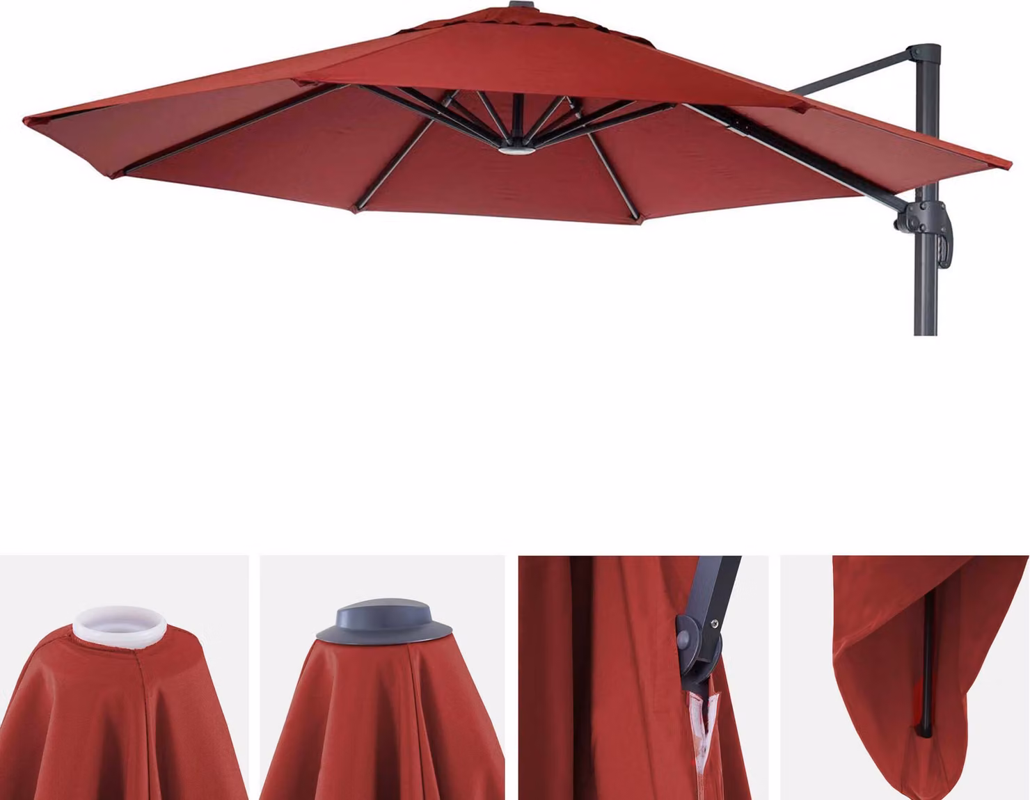 Coperchio per ombrellone HWC-A96, 8 montanti rotondi Ø4m 220g/m² poliestere, coperchio di ricambio ad esempio per ombrellone a semaforo HWC-A96 ~ bordeaux
