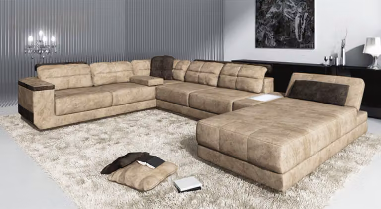 Wohnlandschaft Couch Polster Ecksofa Ledersofa Designer Sofa U-Form Couchen