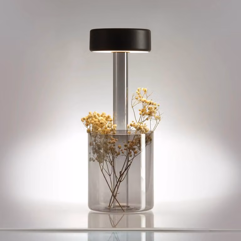 Maytoni Lampada da tavolo a LED AI Collaboration, dimmerabile, Alluminio / Grigio / Zincato, Soggiorno / Sala da pranzo, Vetro, Moderno, Lampada da tavolo LED