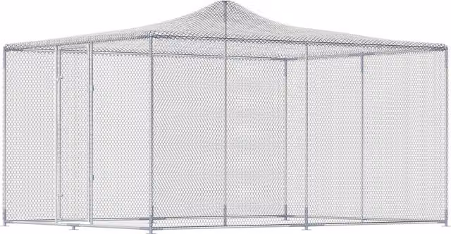 PawHut Pollaio per Galline da Esterno con Tetto e Serrature, in Acciaio Zincato, 4x3x2 m, Argento   Aosom Italy