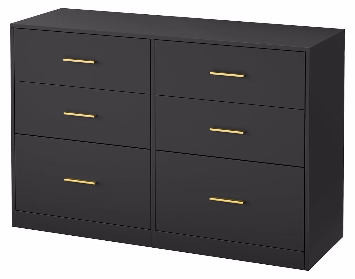 Comodino con 6 cassetti, ideale per la camera da letto, colore nero, dimensioni 119x40x78 cm