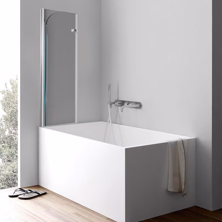 Pannello doccia Ikodm 100x140 cm, paravento pieghevole per vasca da bagno, rivestimento per vasca da bagno con vetro trasparente argentato, parete doccia in vetro NANOCLEAN da 6 mm