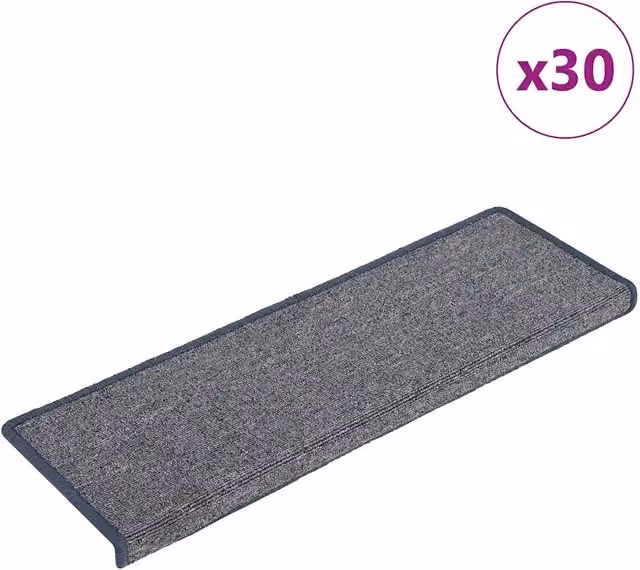 Set di 30 tappetini antiscivolo per scale DESIGN IN in polipropilene, colore grigio chiaro e blu, L: 65 cm, P: 21 cm, H: 4 cm – 1